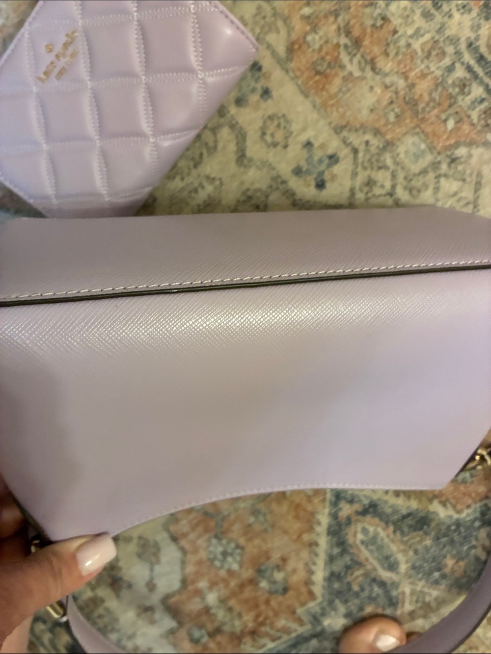 kate spade lavender quilted wallet with matching lavender saffiano shoulder bag - Picture 6 of 6